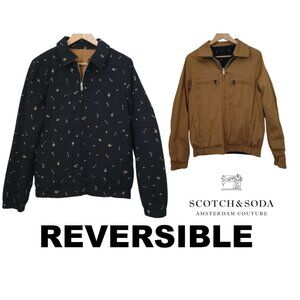 SCOTCH & SODA Reversible Black & Tan Floral Print Lightweight Jacket Men's Sz S